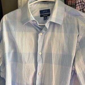 Apt. 9 Light Blue and White Large-Check Dress Shirt